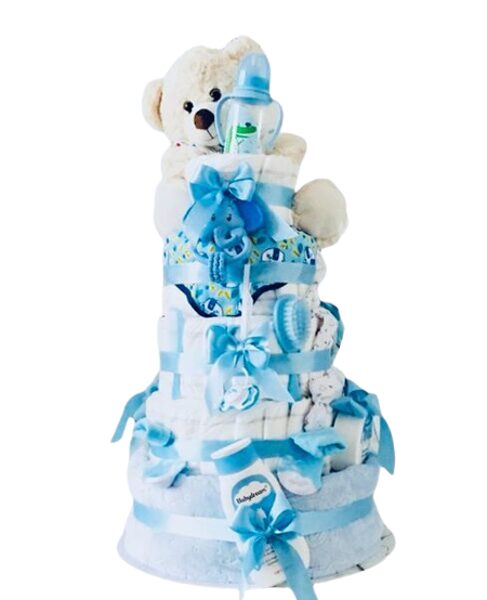 Pamperu Torte "Teddy Queen" - Komplekts ar 120 Autiņbiksēm un Mantiņām